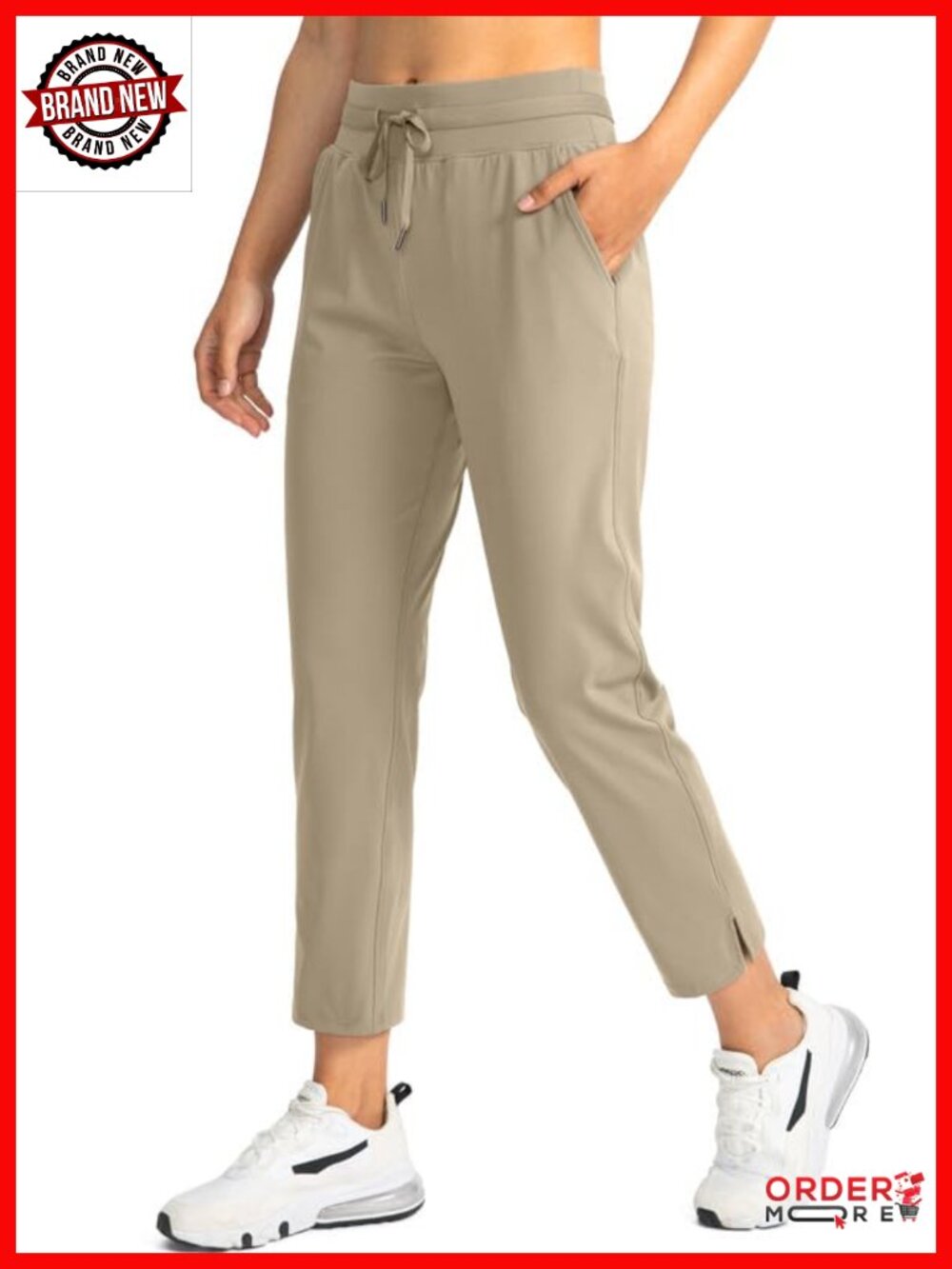Women's High Waisted Golf Pants 7/8 Ankle 4 Pockets Stretch